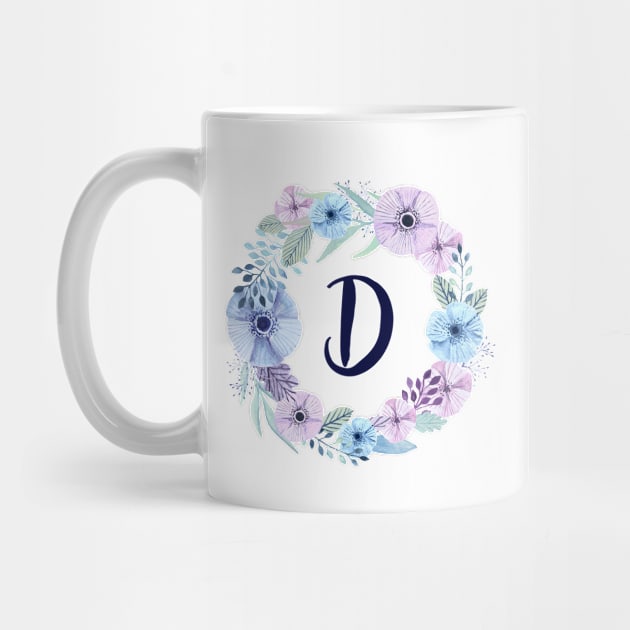 Floral Monogram D Icy Winter Blossoms by floralmonogram